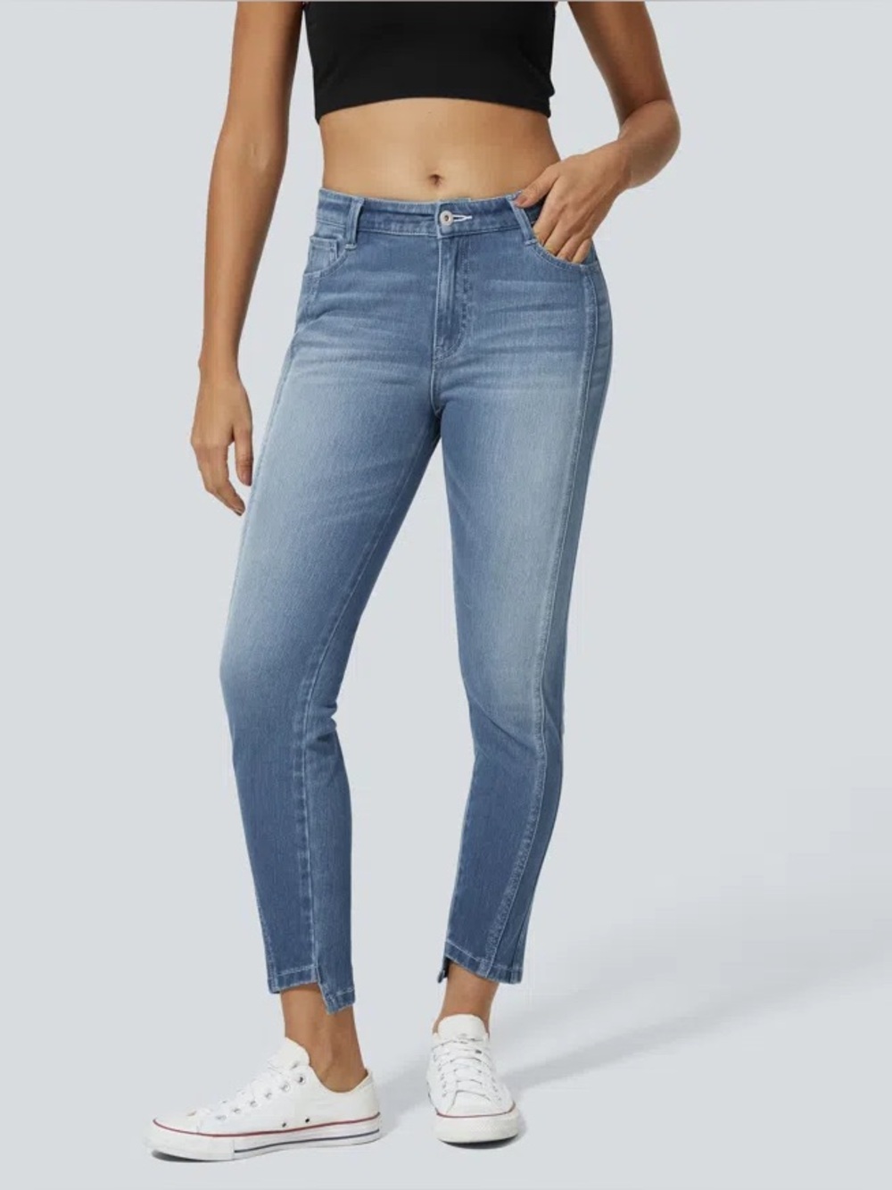 Halara Flex Mid Low Rise Zipper Pockets Casual Skinny Jeans | S